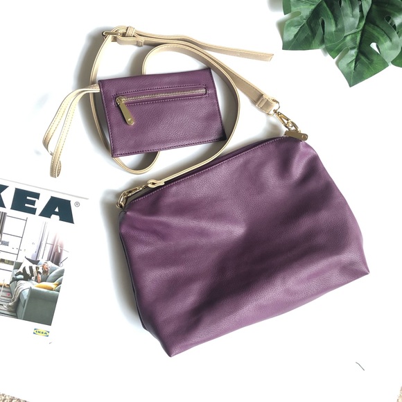 Anthropologie Purple Shoulder Bag Medium wristlet - Picture 2 of 6